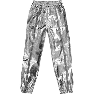 Pantalones Harem Plata con Cierre - Estilo Casual Suelto y Moderno - Image 9