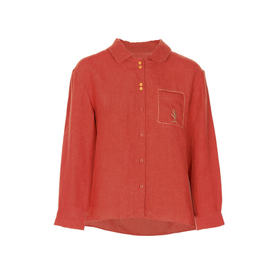 Camisa de Lino y Algodón para Mujer con Solapa Clásica - Image 4