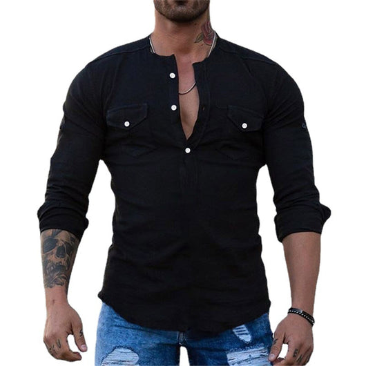 Camisa Casual Slim Fit Color Liso para Hombre - Image 3