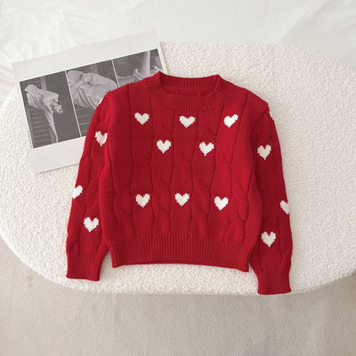 Suéter Infantil de Algodón Niño y Niña Cuello Redondo Rojo - Image 50