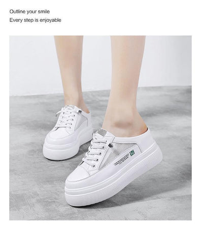 Zapatos Blancos Plataforma Mesh Ligeros y Cómodos sin Tacón - Image 11