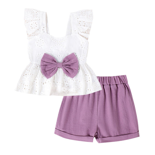 Conjunto de Short y Blusa Blanca con Volantes y Moño - Image 5