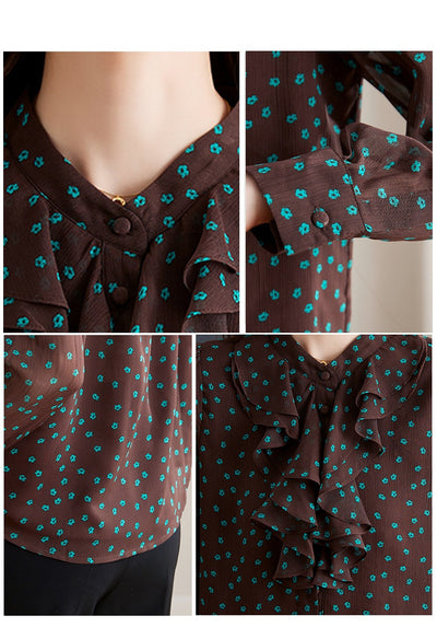 Blusa de Gasa con Cuello de Encaje Floral y Mangas Largas - Image 16