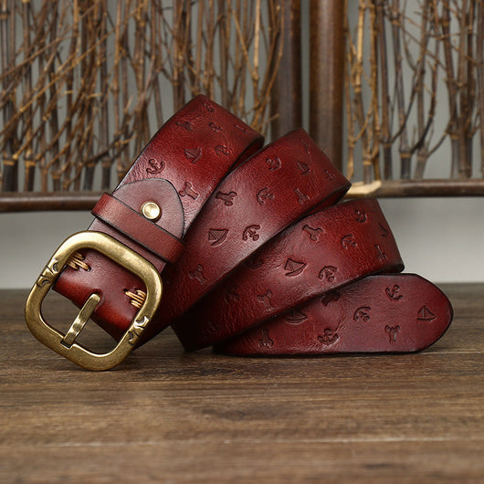 Cinturón de Cuero Estilo Coreano con Patrón Exclusivo para Hombre - Image 8