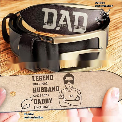 Cinturón Vintage Europeo para Hombre - Hebilla Grabada Doble Cara, Ideal para Regalo del Día del Padre - Image 2