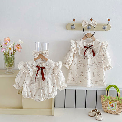 Vestido Romper para Bebé Niña con Mangas Volantes y Encaje - Image 2