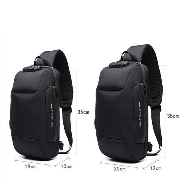 Bolsa Deportiva Cruzada Coreana para Hombre - Mochila Pecho USB