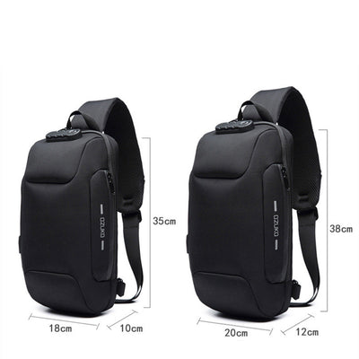 Bolsa Deportiva Cruzada Coreana para Hombre - Mochila Pecho USB - Image 2