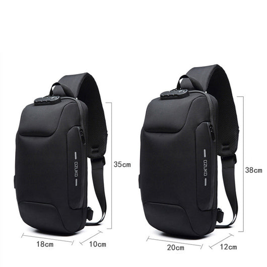 Bolsa Deportiva Cruzada Coreana para Hombre - Mochila Pecho USB - Image 2