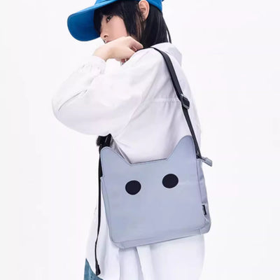 Bolsa Mensajera Grande con Diseño de Gato - Lona y Nylon de Alta Capacidad