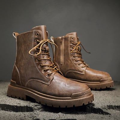 Botas de Trabajo Retro Plataforma Alta en Cuero - Estilo Británico Ciclista - Image 4