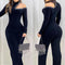 Jumpsuit Elegante con Detalles Calados y Cristales