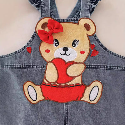 Pantalón Peto Denim con Osito Bordado para Niños - Image 4
