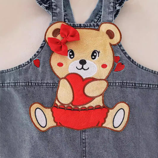 Pantalón Peto Denim con Osito Bordado para Niños - Image 4
