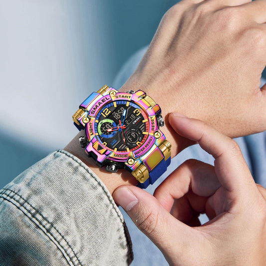 Reloj Deportivo Multifunción Dual Display en Aleación Multicolor