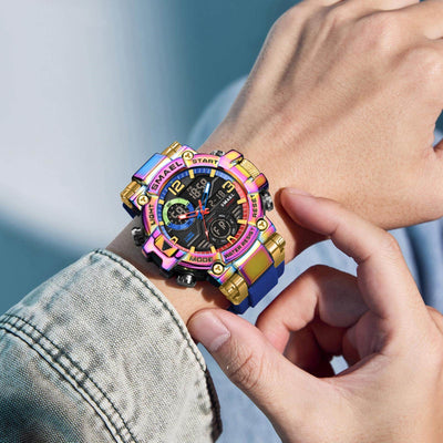 Reloj Deportivo Multifunción Dual Display en Aleación Multicolor