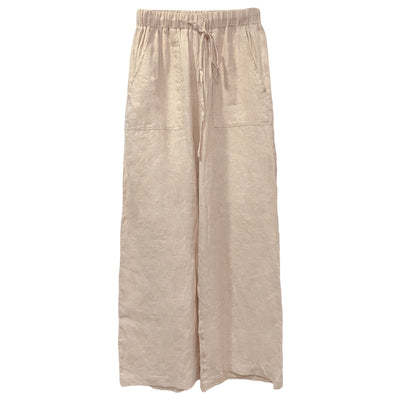 Pantalones de Lino Puro con Cordones Rectos Talla Grande para Mujer - Image 5
