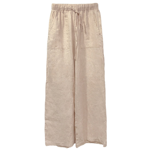 Pantalones de Lino Puro con Cordones Rectos Talla Grande para Mujer - Image 5