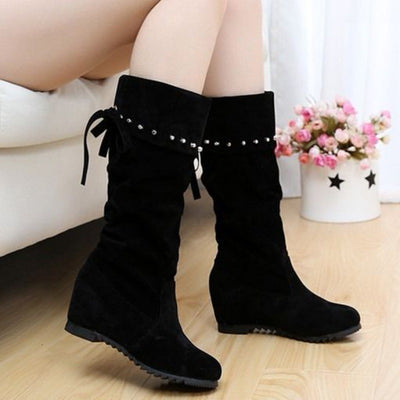 Botas Altas de Ante Nubuck con Cuña Interna y Suela Plana para Mujer - Image 13