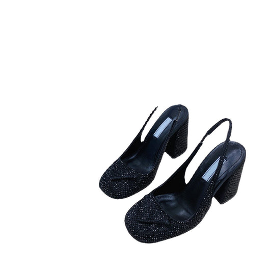 Sandalias de Tacón Grueso con Hebilla Triangular de Brillantes - Image 5