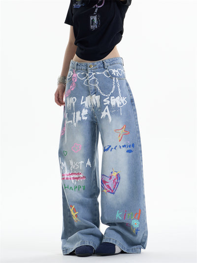 Pantalones Rectos Anchos con Cadena Estampada para Mujer - Image 9