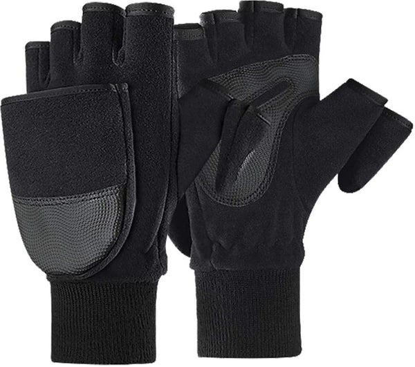 Guantes Deportivos Polar Fleece Medio Dedo con Pantalla Táctil y Agarre Antideslizante