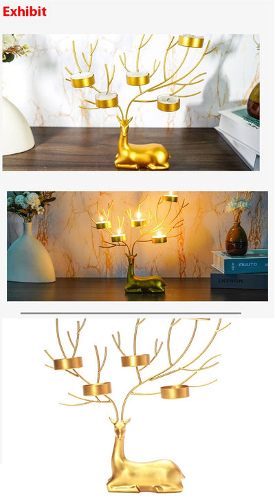 Candelabro Navideño de Hierro Forjado con Reno - Decoración Romántica - Image 14