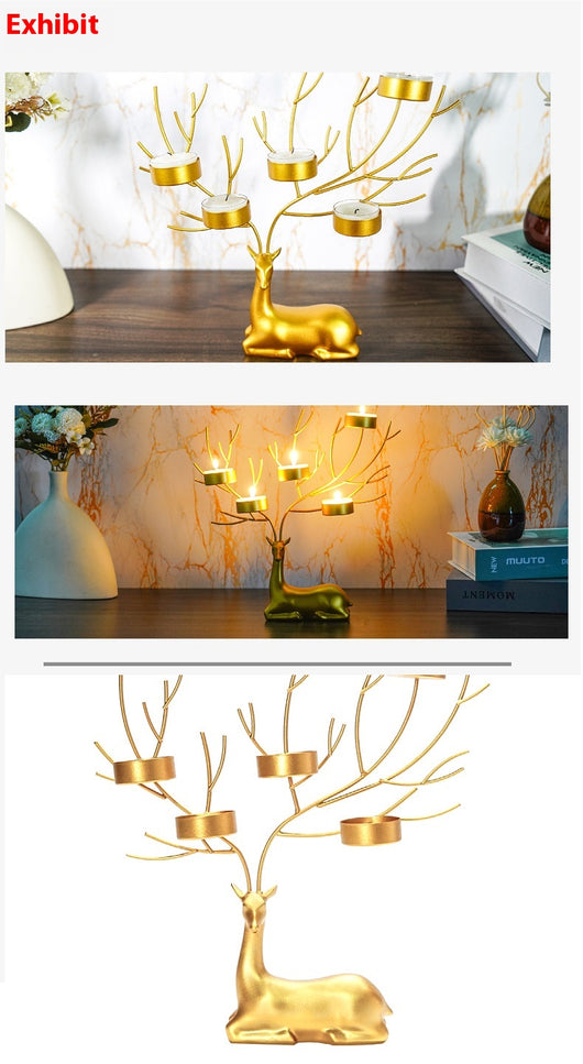 Candelabro Navideño de Hierro Forjado con Reno - Decoración Romántica - Image 14