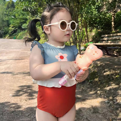 Traje de Baño Niña Estampado Encaje Secado Rápido Playa Verano - Image 3