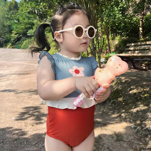 Traje de Baño Niña Estampado Encaje Secado Rápido Playa Verano - Image 3
