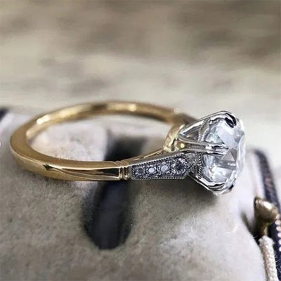 Anillo de Mujer Chapado en Latón Bicolor con Circón - Image 4