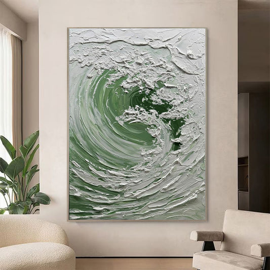 Cuadro Abstracto Olas del Océano Nórdico - Pintura al Óleo sobre Lienzo para Sala y Oficina