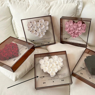 Caja Acrílica Transparente con Flores Eternas - Regalo Romántico para San Valentín - Image 6