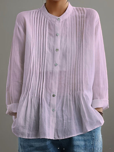 Blusa Casual de Manga Larga con Pliegues para Mujer - Image 6