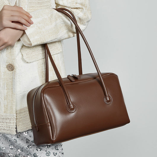 Bolso Boston de Cuero Genuino para Mujer - Portátil y Elegante - Image 2