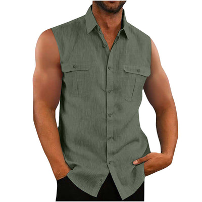 Camisa Hombre Algodón y Lino con Doble Bolsillo - Estilo Europeo y Americano - Image 4