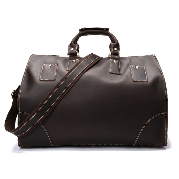 Bolsa de Viaje de Cuero Auténtico para Hombre, Maletín de Gran Capacidad Estilo Vintage