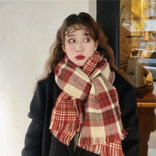 Bufanda Cuadros Retro Otoño Invierno para Mujer
