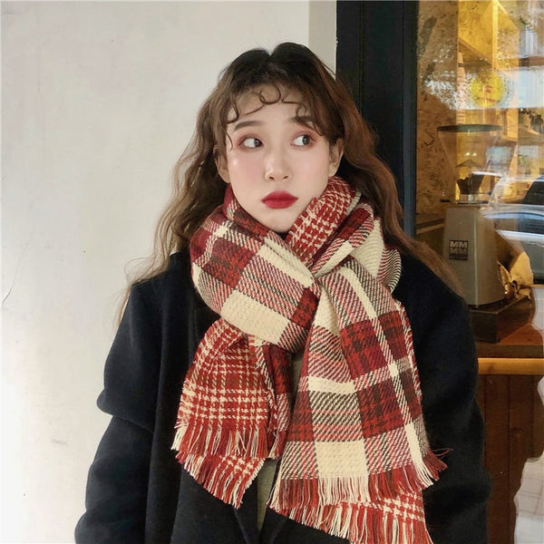 Bufanda Cuadros Retro Otoño Invierno para Mujer