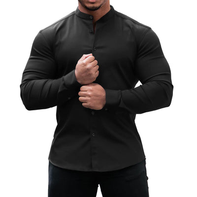 Camisa Casual de Manga Larga para Hombre - Ajuste Slim Colores Sólidos - Image 5
