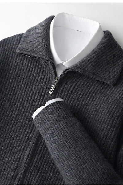 Cardigan de Lana Pura con Cierre para Hombre - Abrigo Solapa Otoño Invierno - Image 19