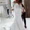 Vestido de Novia Elegante con Hombro Descubierto y Encaje de Manga Larga