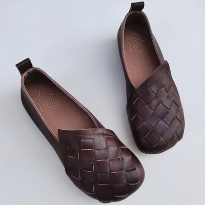 Zapatos Tejidos de Cuero Retro para Mujer - Casual y Versátil - Image 14