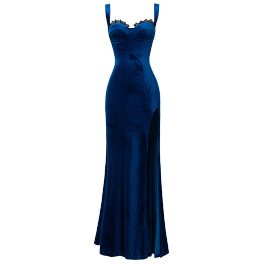 Vestido de Noche Envolvente con Encaje Terciopelo - Image 6