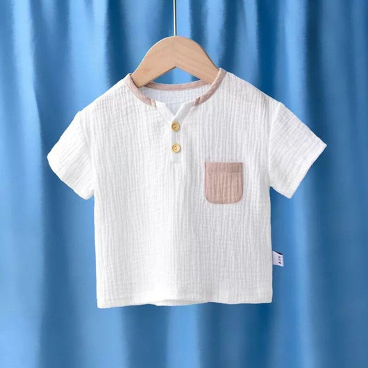 Camiseta Infantil Transpirable de Algodón y Lino - Manga Corta - Image 2