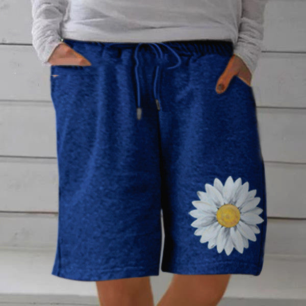 Shorts Casuales Talla Grande en Algodón y Lino con Estampado