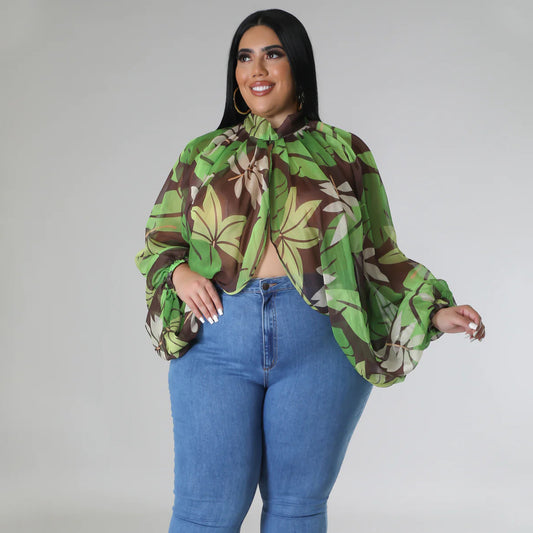 Blusa de Gasa Talla Grande con Cuello Redondo y Tirantes Ajustables