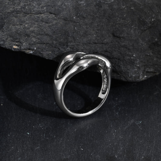 Anillo de Acero Inoxidable con Diseño Geométrico Irregular para Hombre - Image 8