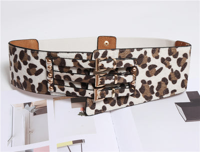 Cinturón de Leopardo Irregular con Crin de Caballo - Diseño Versátil Tres Hebillas - Image 6