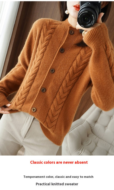 Cardigan Tejido Grueso con Solapa Suelta y Textura Retorcida - Image 16
